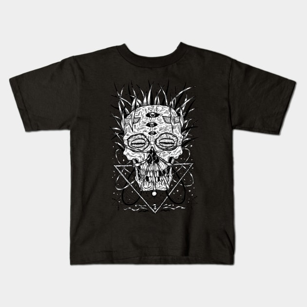 Cyberpunk Skull (11) Hand Drawn Original Artwork. Kids T-Shirt by Mystic Arts